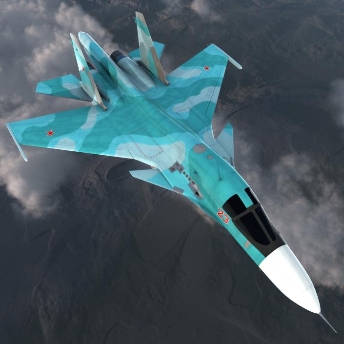 Fighter Sukhoi Su-34 Rigged 3D