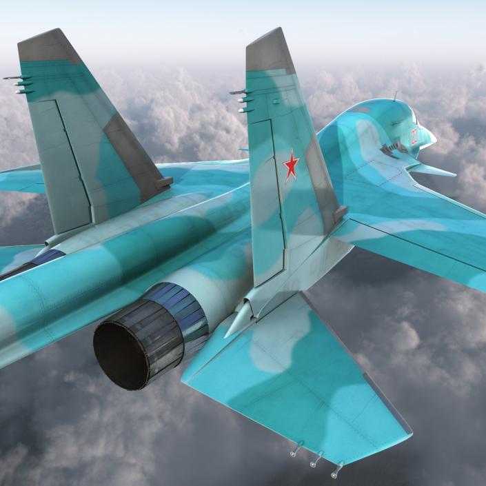 Fighter Sukhoi Su-34 Rigged 3D