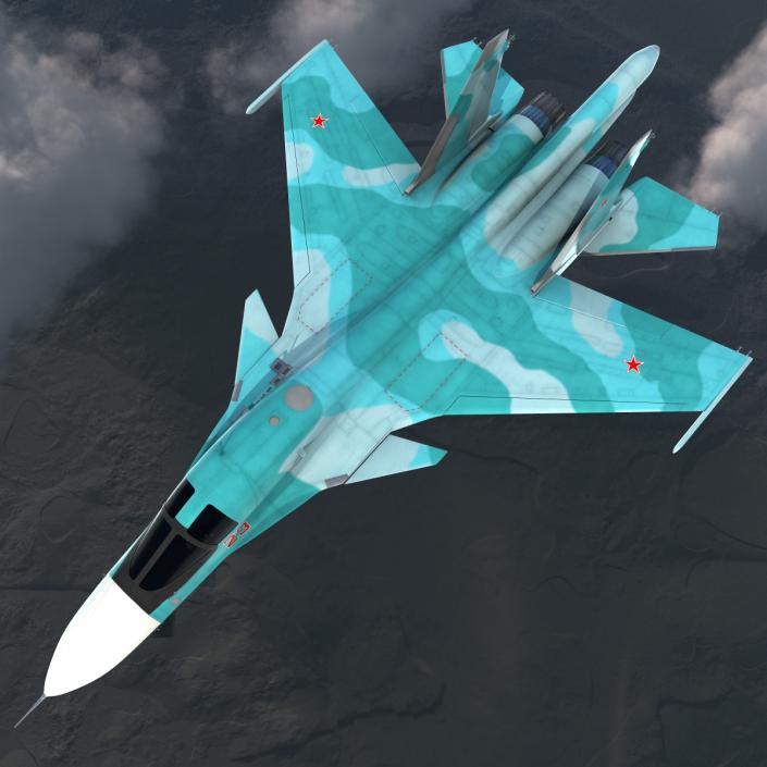 Fighter Sukhoi Su-34 Rigged 3D