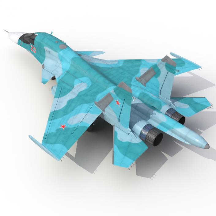 Fighter Sukhoi Su-34 Rigged 3D