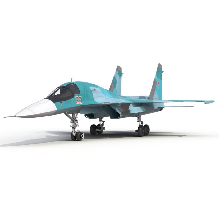 Fighter Sukhoi Su-34 Rigged 3D