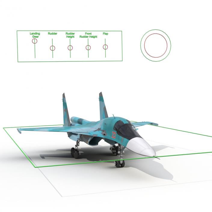 Fighter Sukhoi Su-34 Rigged 3D