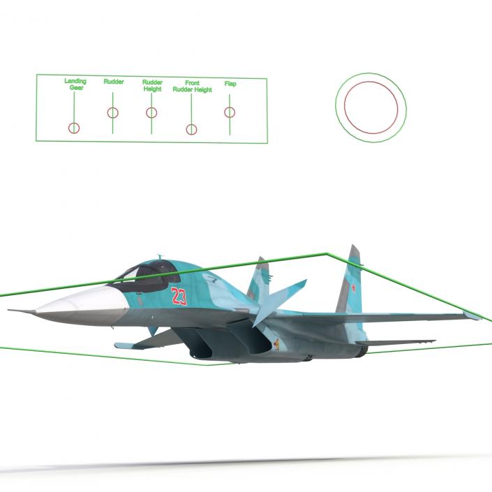 Fighter Sukhoi Su-34 Rigged 3D