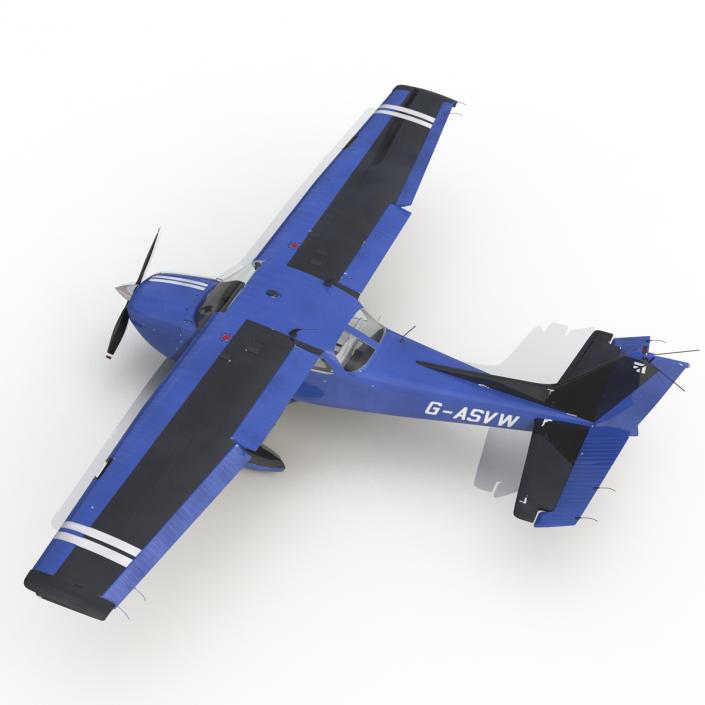 Cessna 172 Blue Rigged 3D