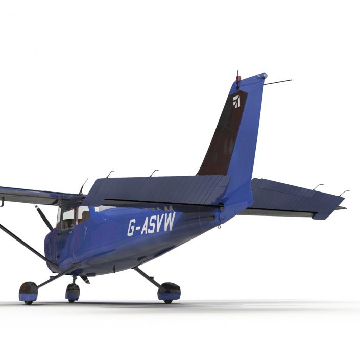 Cessna 172 Blue Rigged 3D