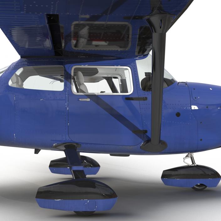 Cessna 172 Blue Rigged 3D