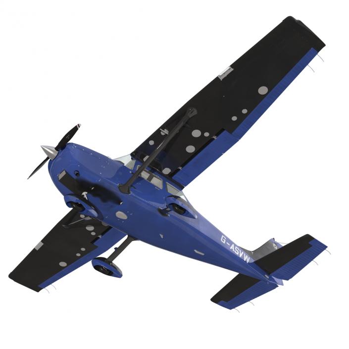 Cessna 172 Blue Rigged 3D