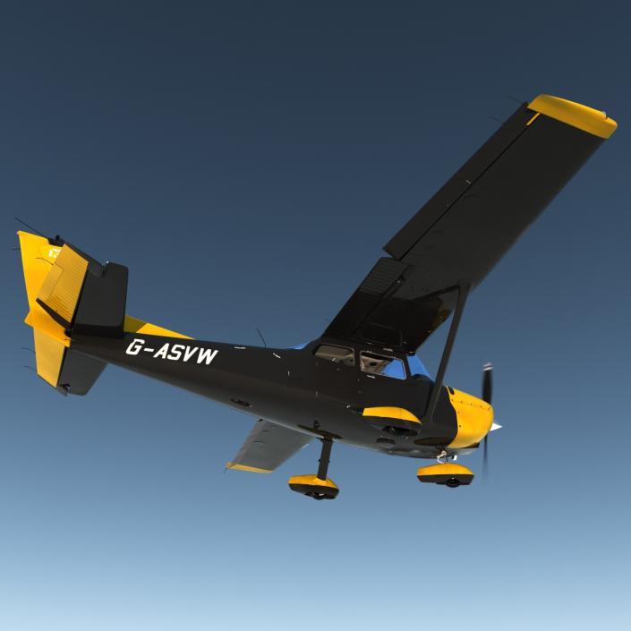 3D Cessna 172 Black Rigged model