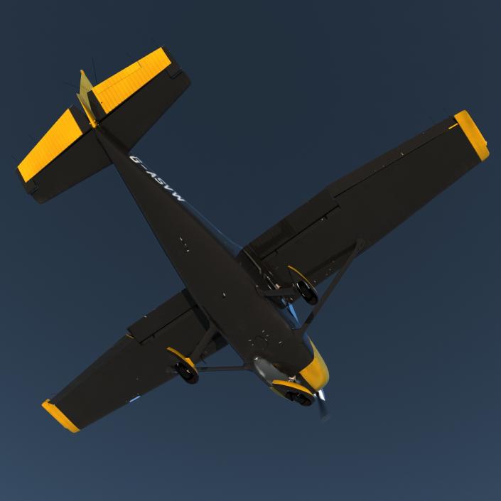 3D Cessna 172 Black Rigged model