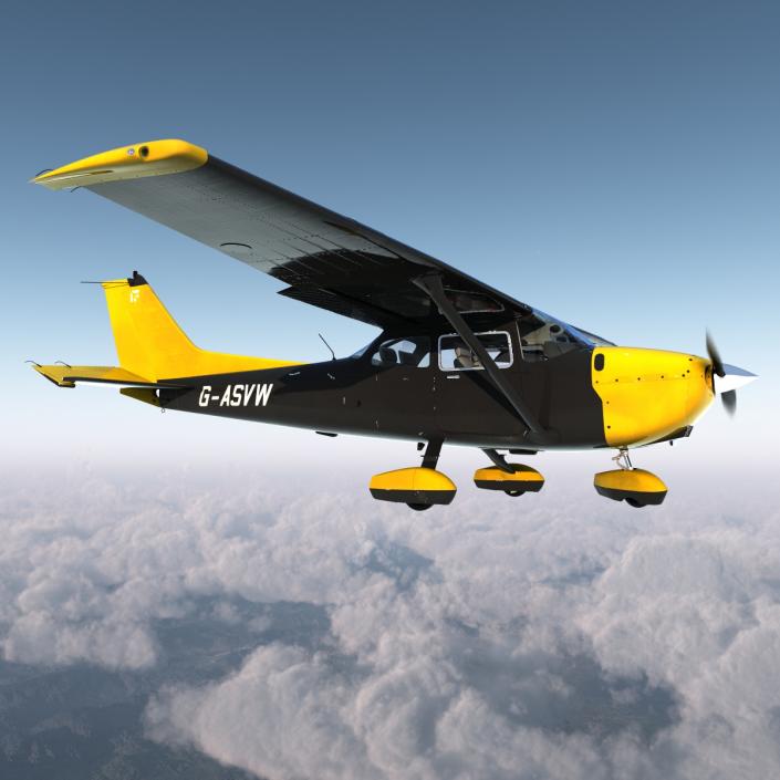 3D Cessna 172 Black Rigged model