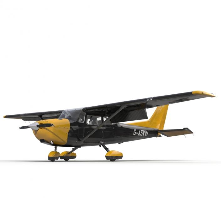 3D Cessna 172 Black Rigged model