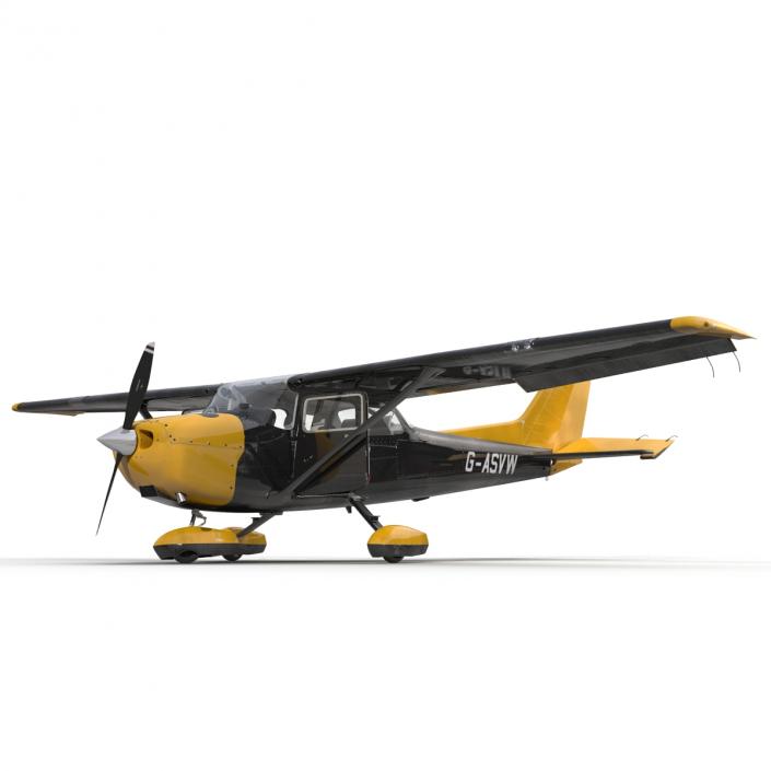 3D Cessna 172 Black Rigged model