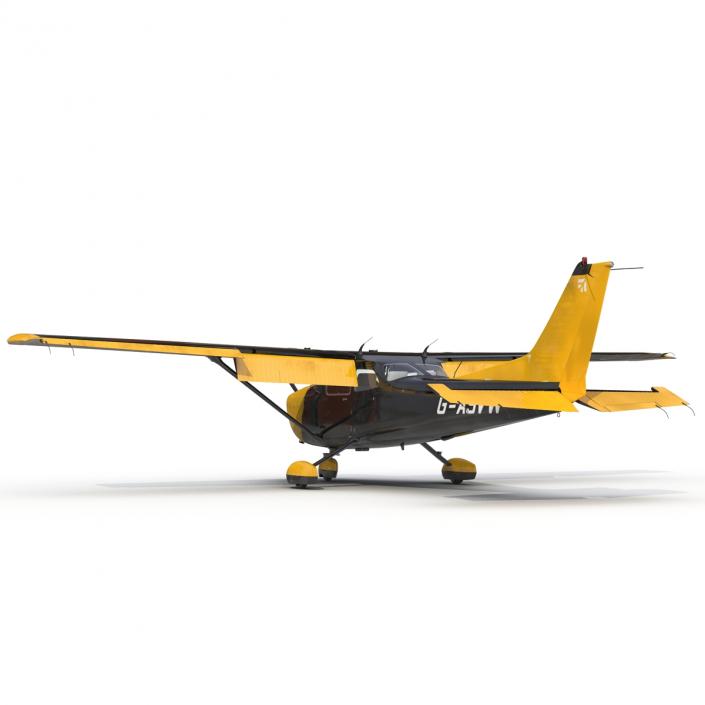 3D Cessna 172 Black Rigged model