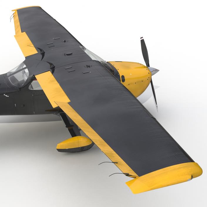 3D Cessna 172 Black Rigged model