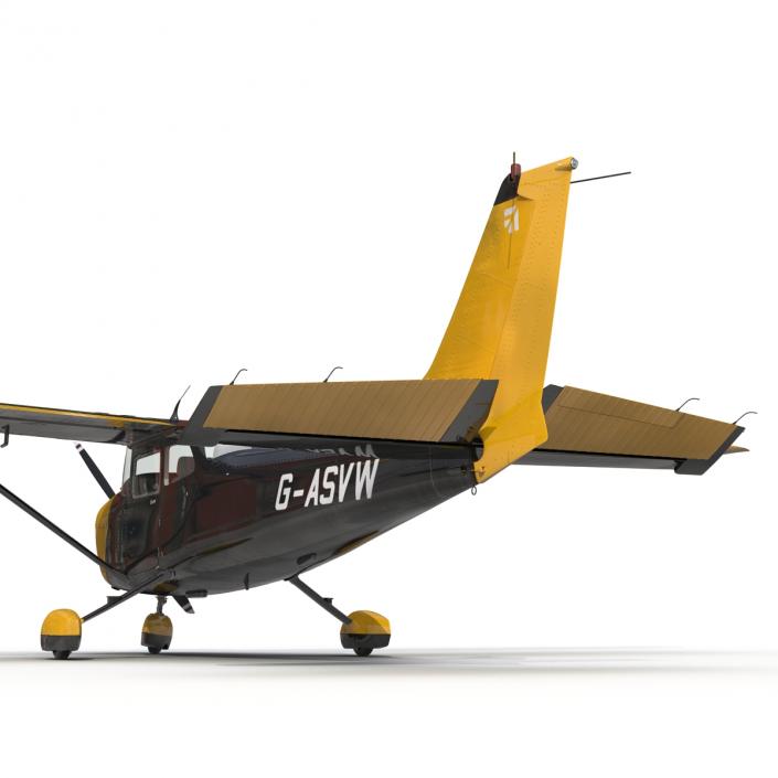 3D Cessna 172 Black Rigged model