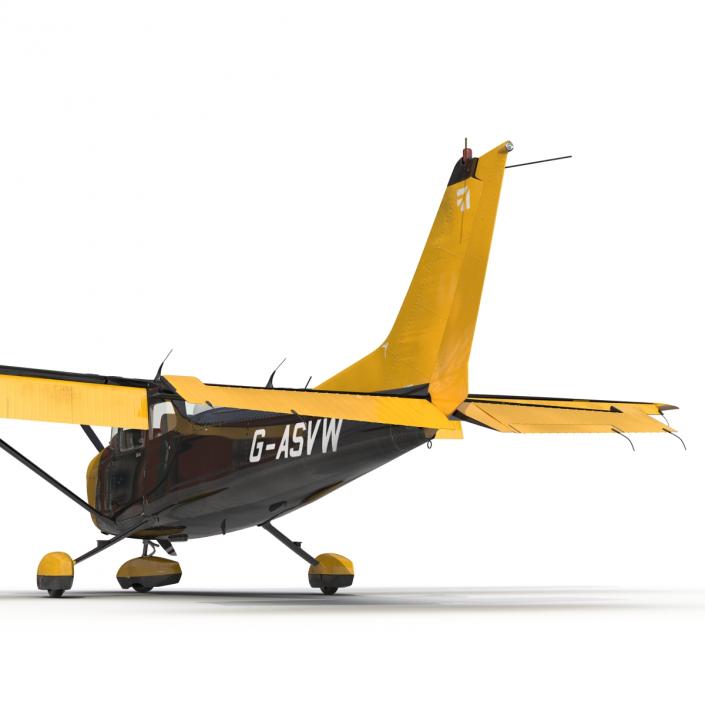 3D Cessna 172 Black Rigged model