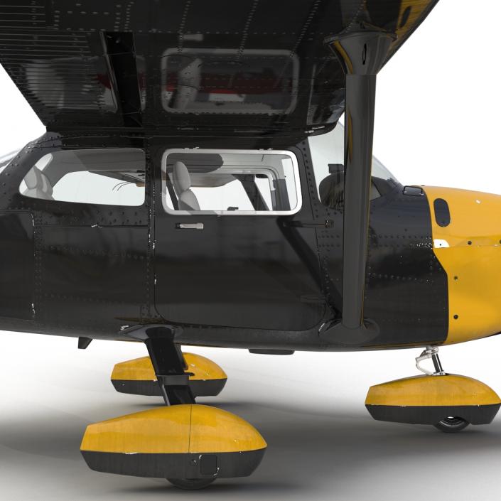 3D Cessna 172 Black Rigged model