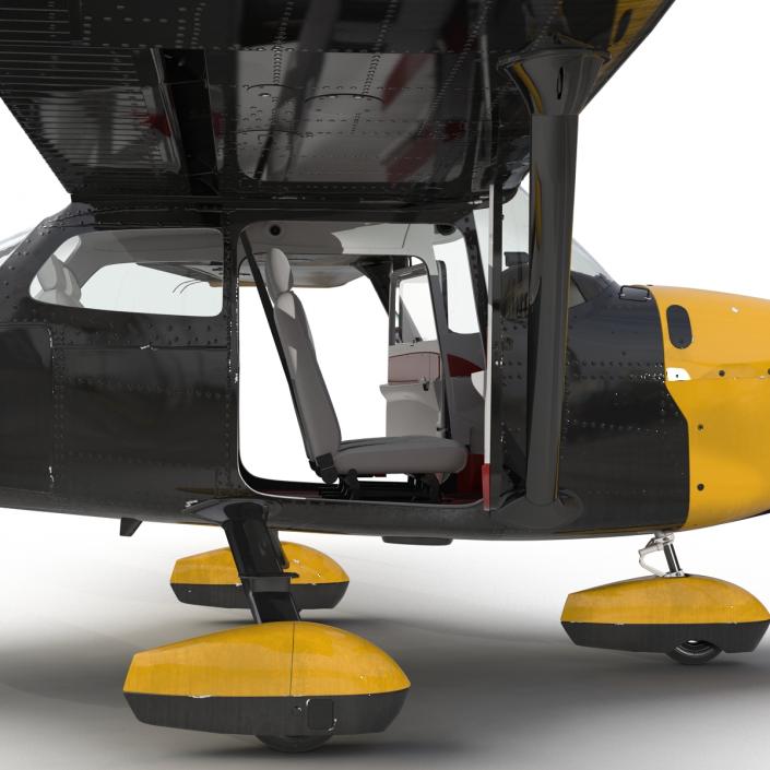 3D Cessna 172 Black Rigged model