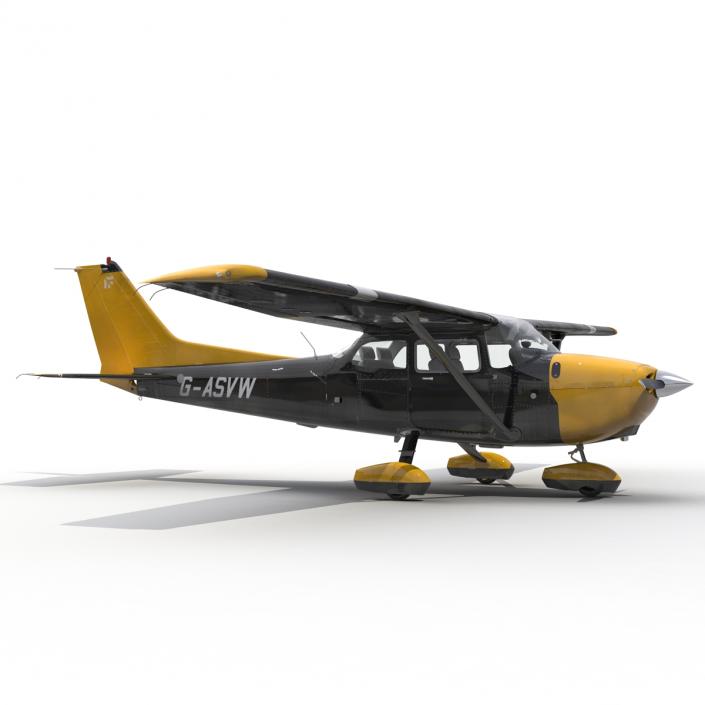 3D Cessna 172 Black Rigged model