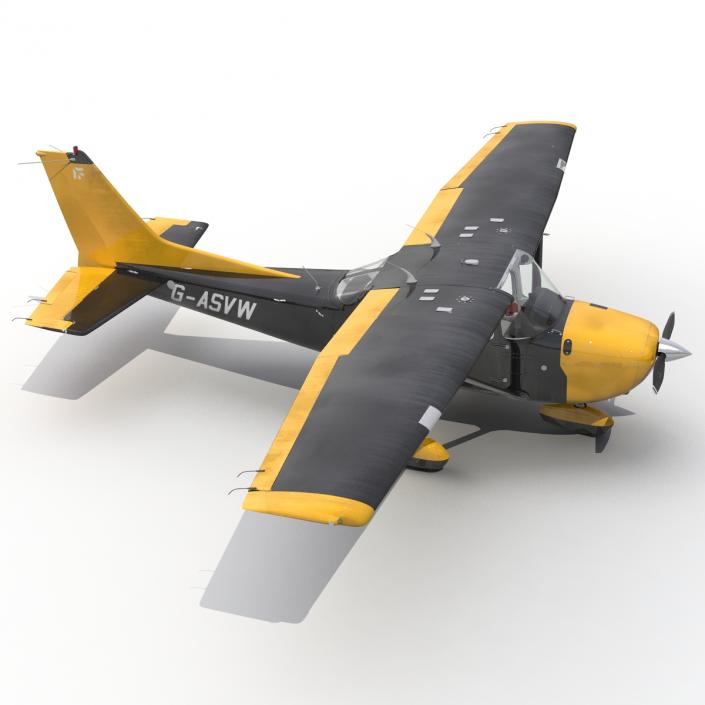 3D Cessna 172 Black Rigged model