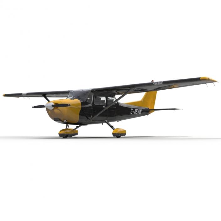 3D Cessna 172 Black Rigged model