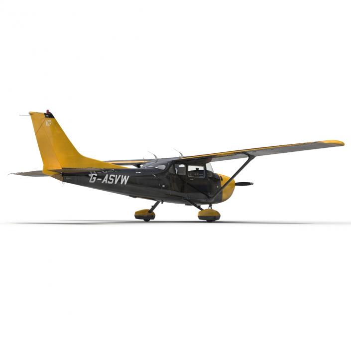 3D Cessna 172 Black Rigged model