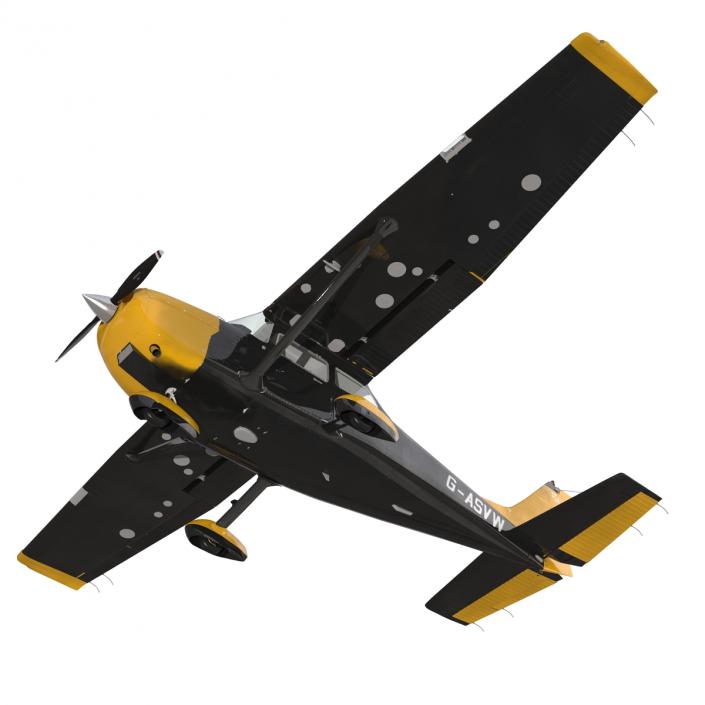 3D Cessna 172 Black Rigged model