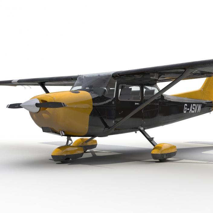 3D Cessna 172 Black Rigged model