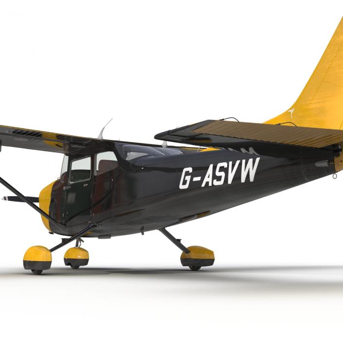 3D Cessna 172 Black Rigged model