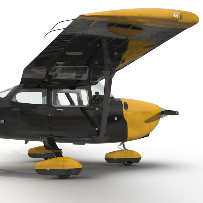 3D Cessna 172 Black Rigged model