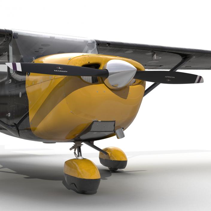 3D Cessna 172 Black Rigged model