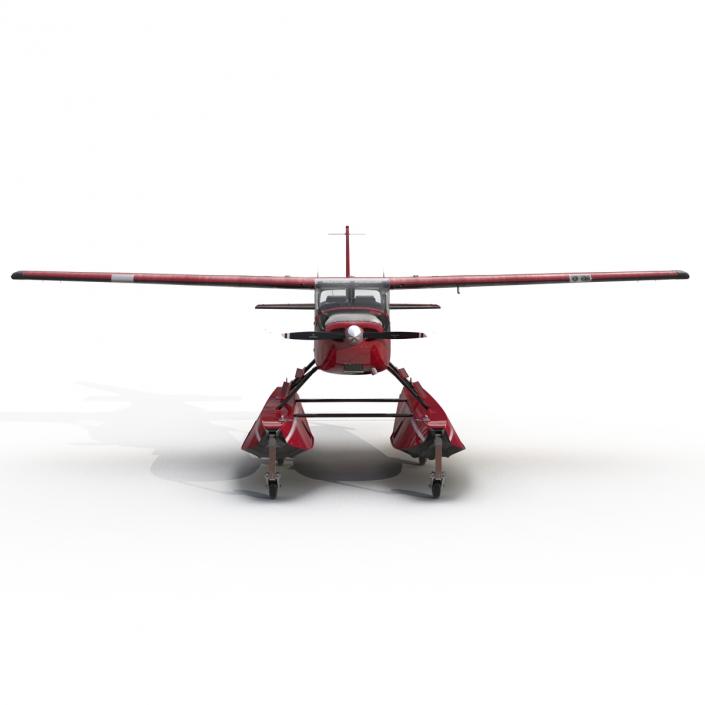 3D Cessna 172 Red Seaplane model