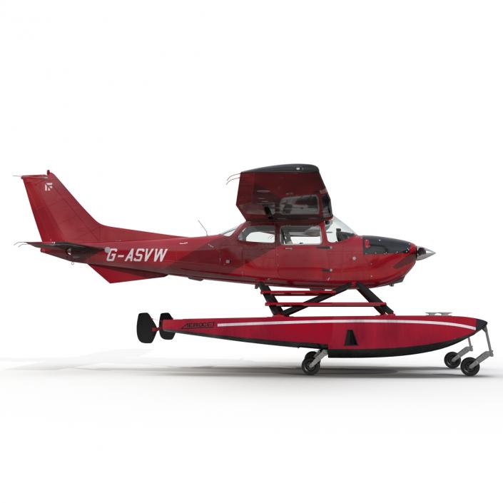 3D Cessna 172 Red Seaplane model