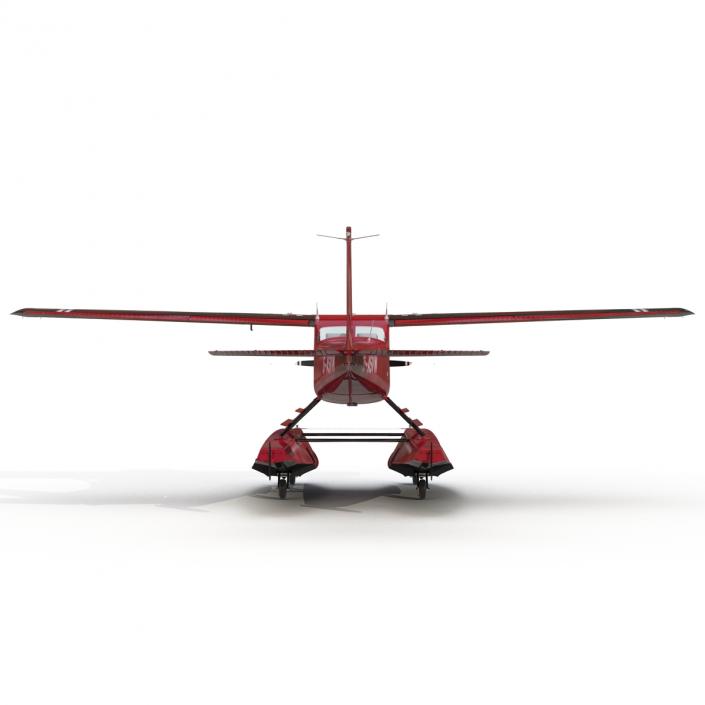 3D Cessna 172 Red Seaplane model