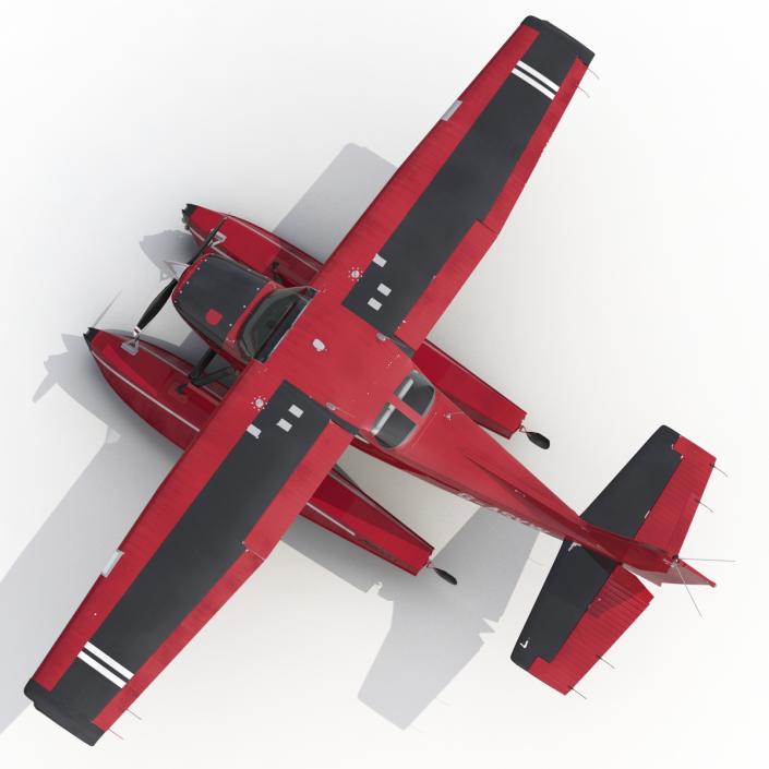 3D Cessna 172 Red Seaplane model