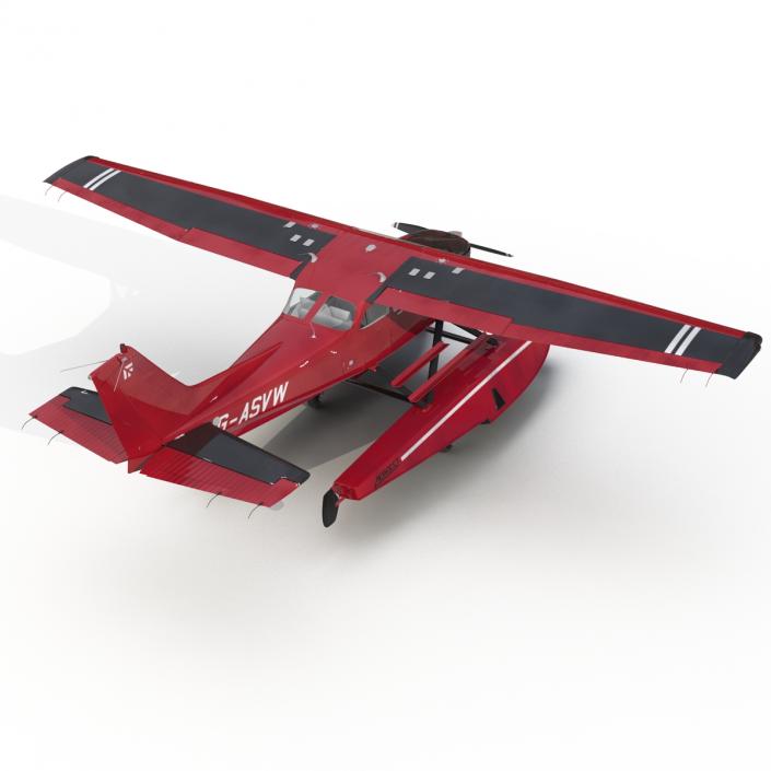 3D Cessna 172 Red Seaplane model