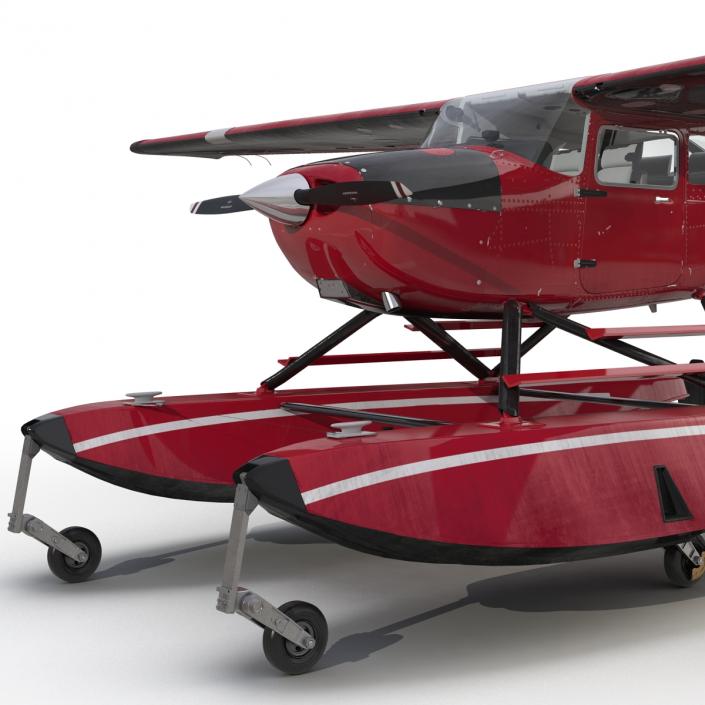 3D Cessna 172 Red Seaplane model