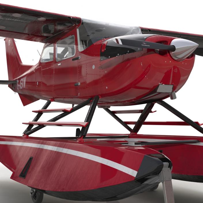 3D Cessna 172 Red Seaplane model