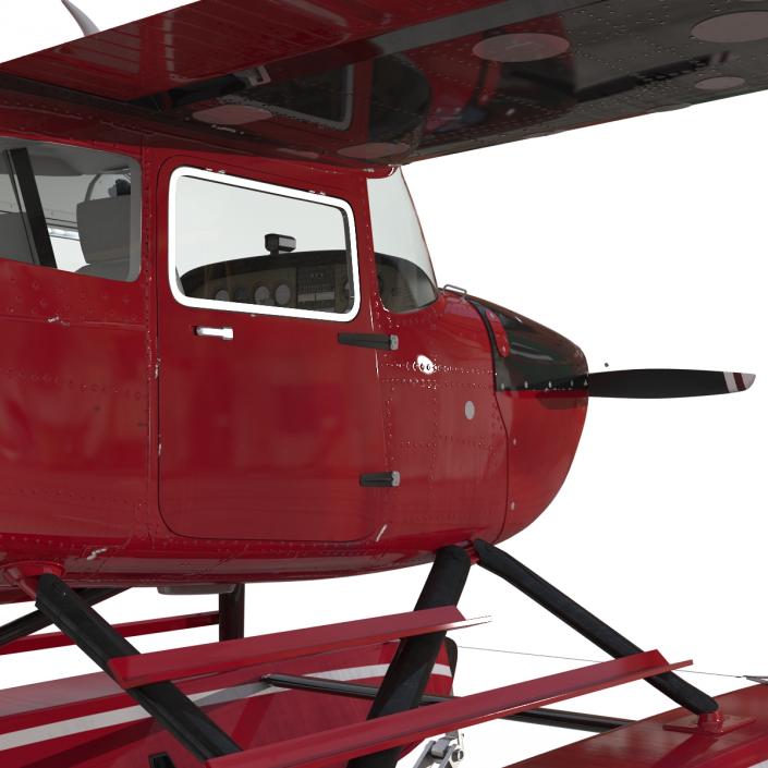 3D Cessna 172 Red Seaplane model