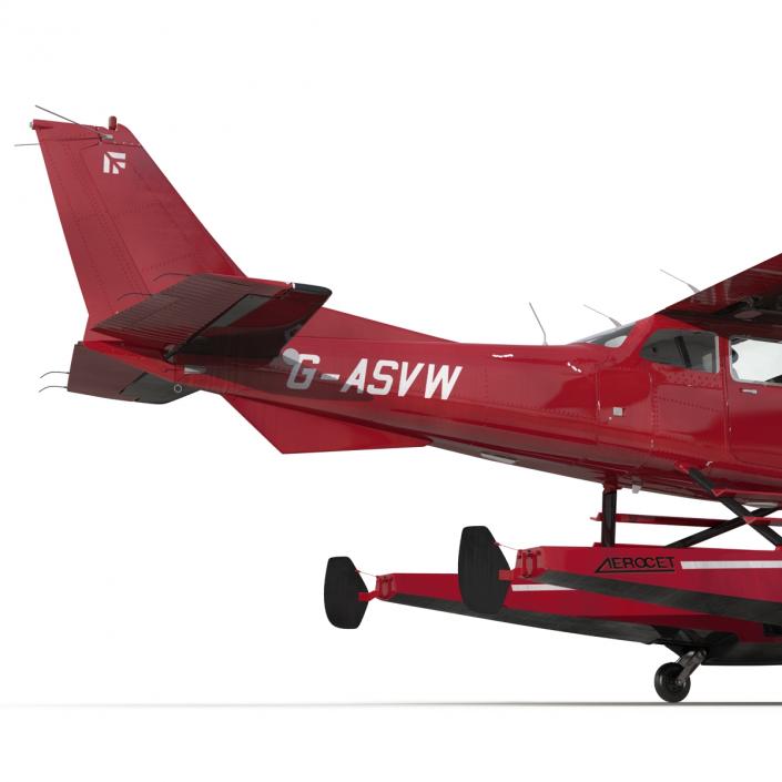 3D Cessna 172 Red Seaplane model