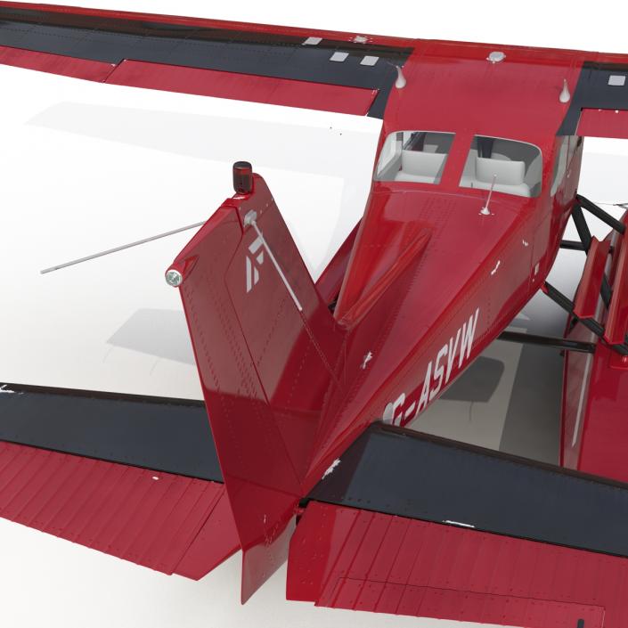 3D Cessna 172 Red Seaplane model