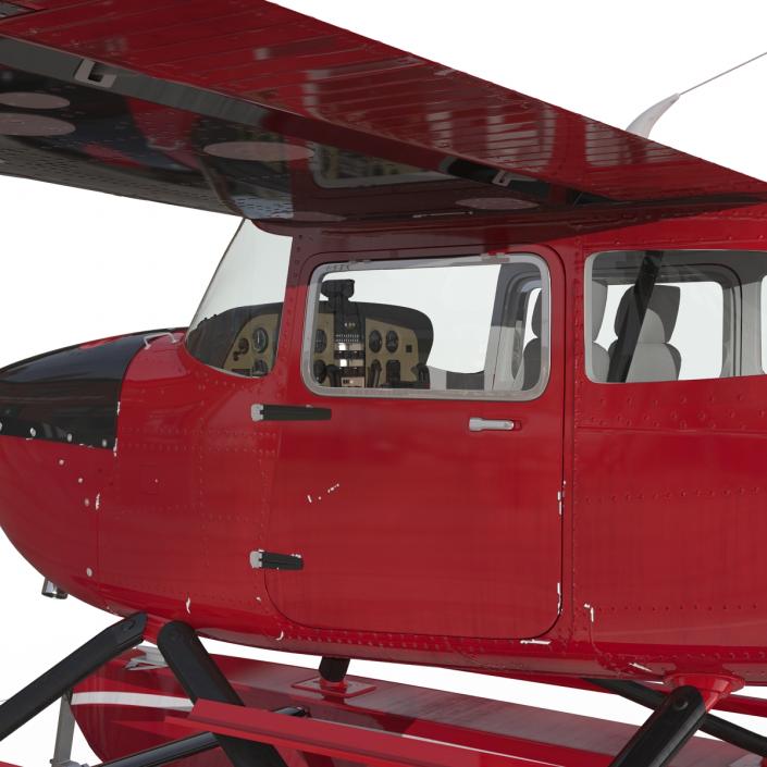 3D Cessna 172 Red Seaplane model