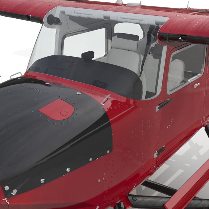 3D Cessna 172 Red Seaplane model