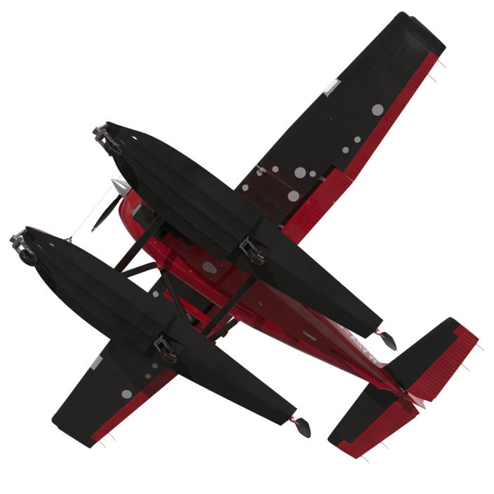 3D Cessna 172 Red Seaplane model