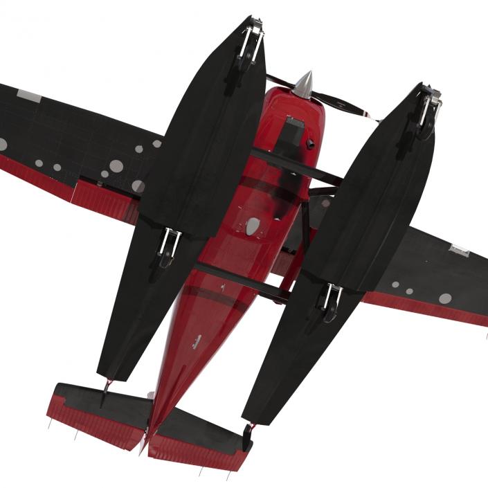 3D Cessna 172 Red Seaplane model