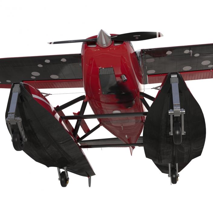 3D Cessna 172 Red Seaplane model