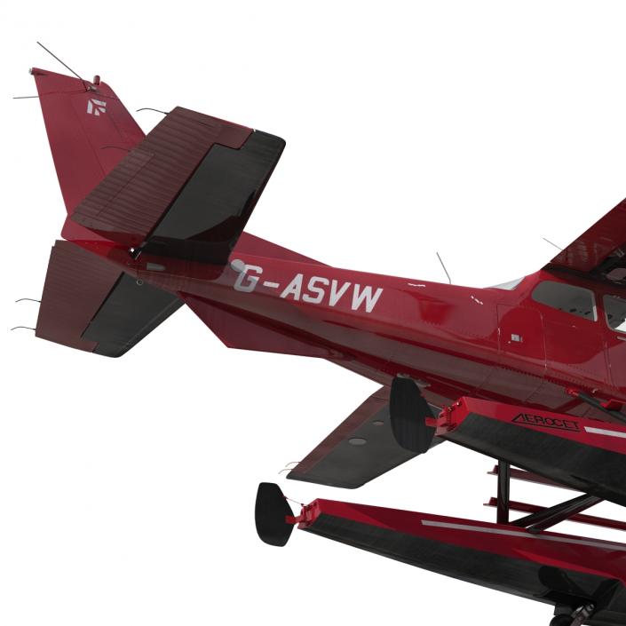 3D Cessna 172 Red Seaplane model