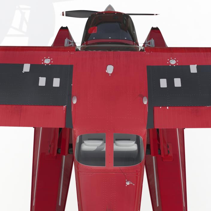 3D Cessna 172 Red Seaplane model