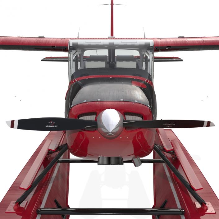 3D Cessna 172 Red Seaplane model