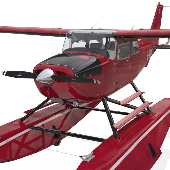 3D Cessna 172 Red Seaplane model